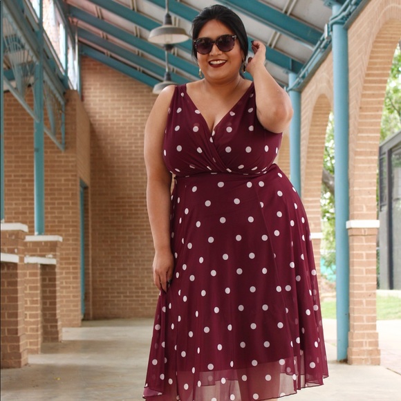 Scarlett & Jo Dresses & Skirts - Burgundy Polka Dot Midi Dress